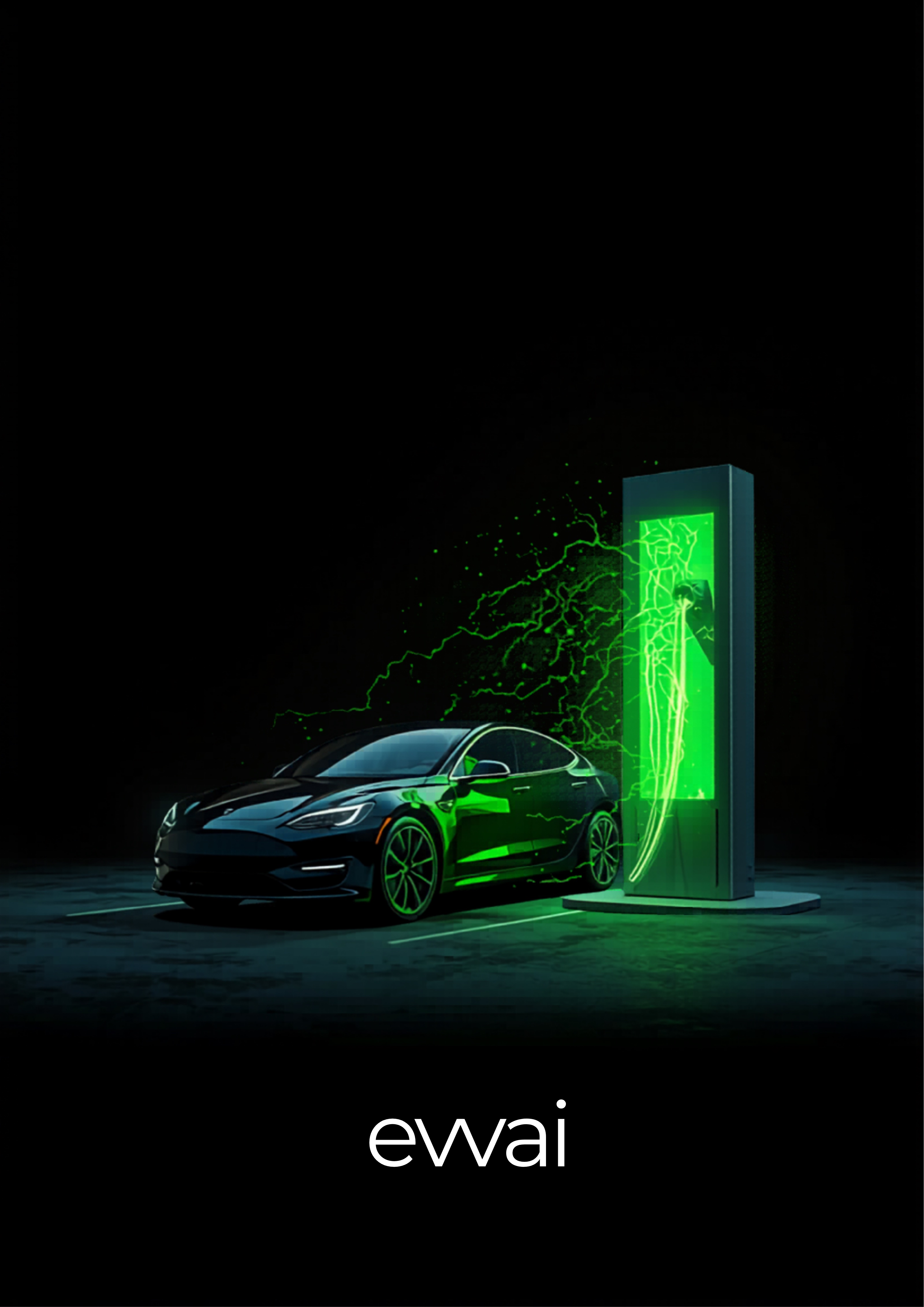 Auto elettrica in ricarica con energia verde